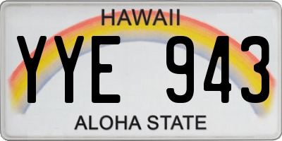 HI license plate YYE943