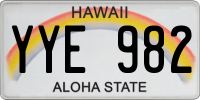 HI license plate YYE982