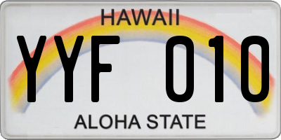 HI license plate YYF010