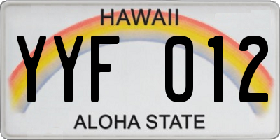 HI license plate YYF012