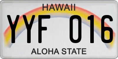 HI license plate YYF016