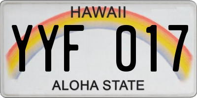 HI license plate YYF017