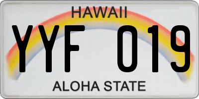 HI license plate YYF019