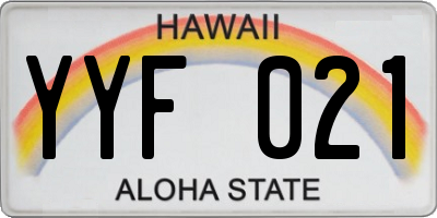 HI license plate YYF021