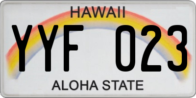 HI license plate YYF023