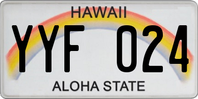 HI license plate YYF024