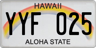HI license plate YYF025