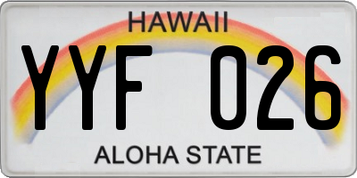 HI license plate YYF026