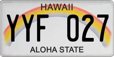 HI license plate YYF027