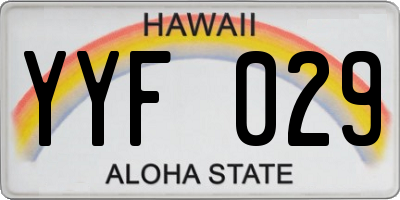 HI license plate YYF029