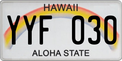 HI license plate YYF030