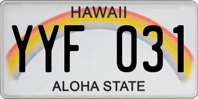 HI license plate YYF031