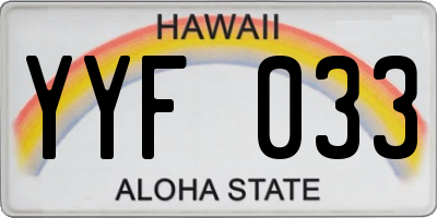 HI license plate YYF033
