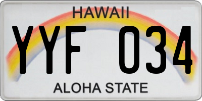HI license plate YYF034