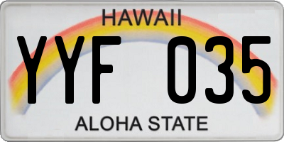 HI license plate YYF035