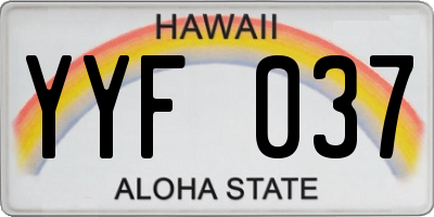 HI license plate YYF037