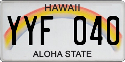 HI license plate YYF040