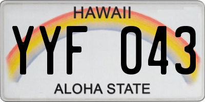 HI license plate YYF043