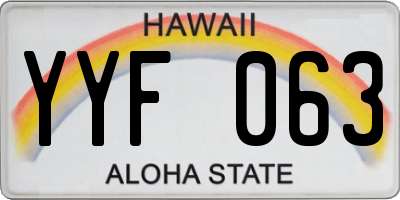 HI license plate YYF063