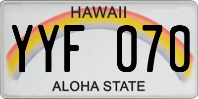 HI license plate YYF070