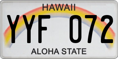 HI license plate YYF072