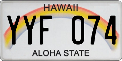 HI license plate YYF074