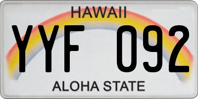 HI license plate YYF092