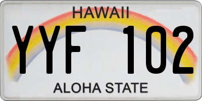 HI license plate YYF102