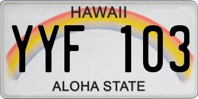 HI license plate YYF103