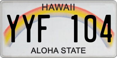 HI license plate YYF104