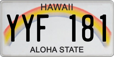 HI license plate YYF181