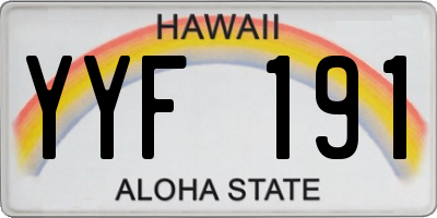 HI license plate YYF191