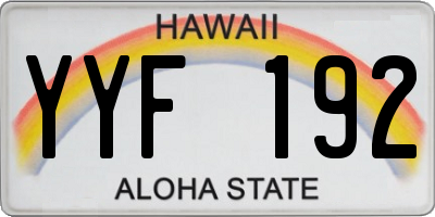 HI license plate YYF192