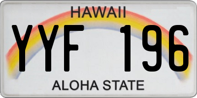 HI license plate YYF196