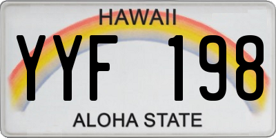 HI license plate YYF198