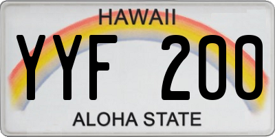 HI license plate YYF200