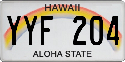 HI license plate YYF204