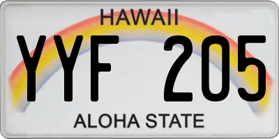 HI license plate YYF205