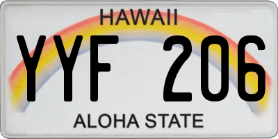 HI license plate YYF206