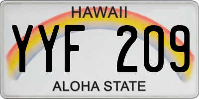 HI license plate YYF209