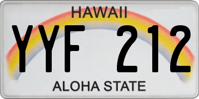 HI license plate YYF212