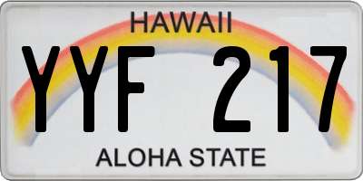 HI license plate YYF217