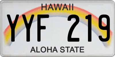 HI license plate YYF219