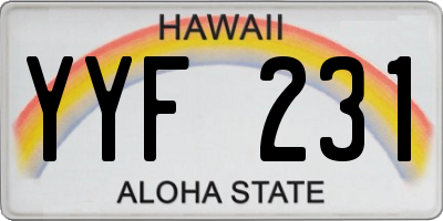 HI license plate YYF231