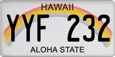 HI license plate YYF232