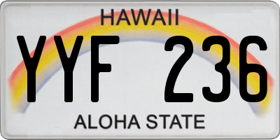 HI license plate YYF236