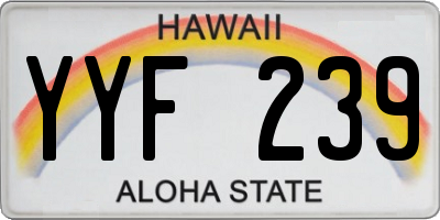 HI license plate YYF239
