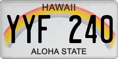 HI license plate YYF240