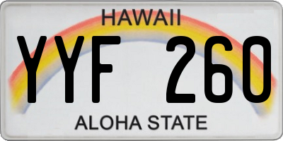 HI license plate YYF260
