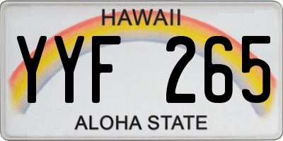 HI license plate YYF265